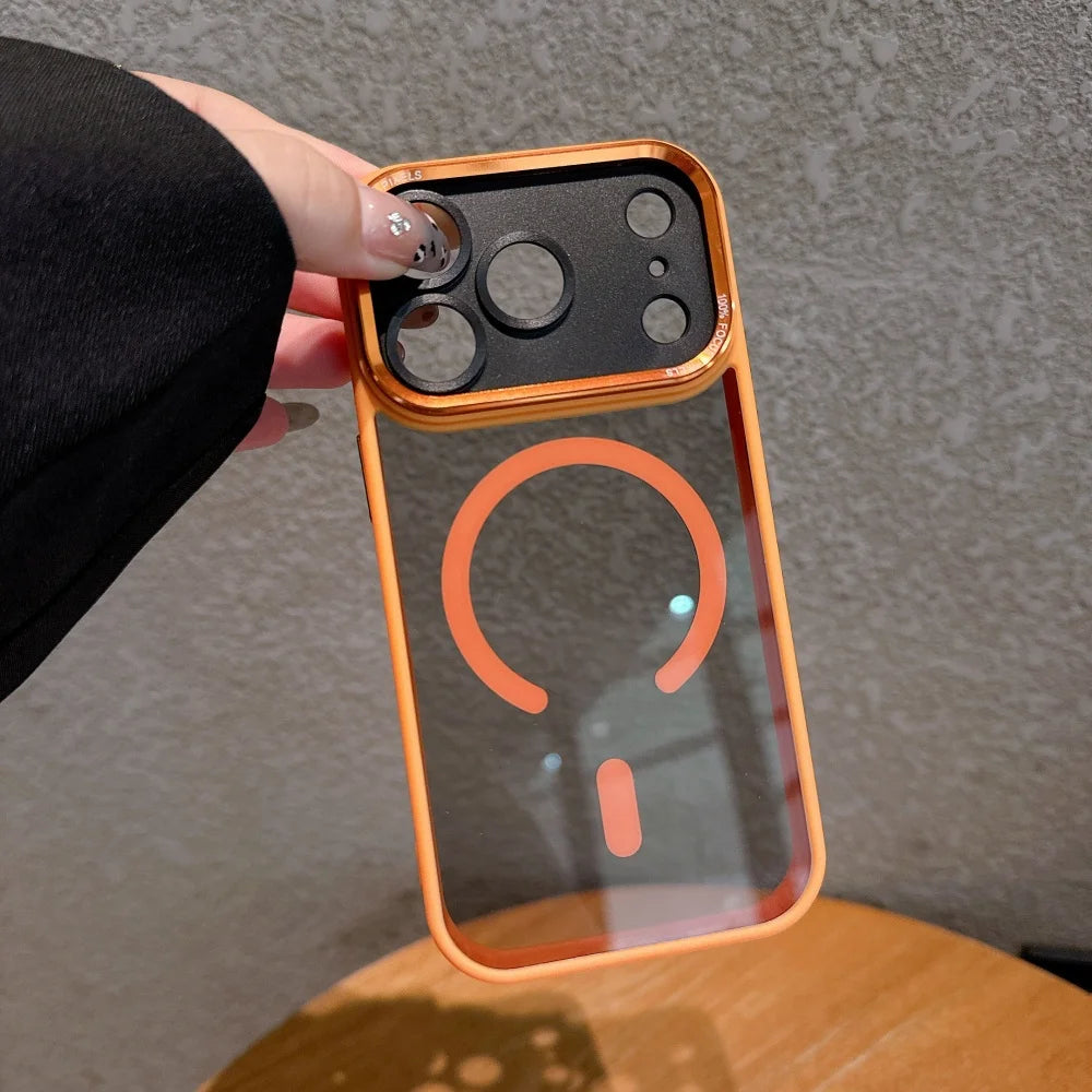 Transparent Magnetic Phone Case For iPhone 17 16 15 14 13 12 11 Pro Max Plus 17Air Metal Lens Protection Shockproof Hard Cover RELUX.STORE