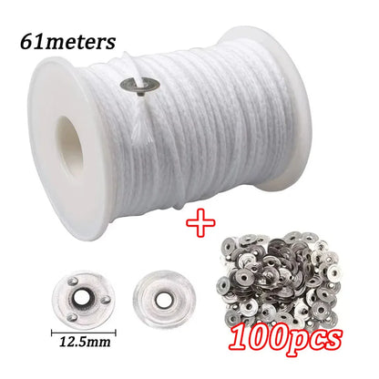 100pcs/bag Pre-Waxed Smokeless Candle Wicks with Holder DIY Cotton Thread Wicks Soy Wax Beewax Candle Wicks Making Accessories
