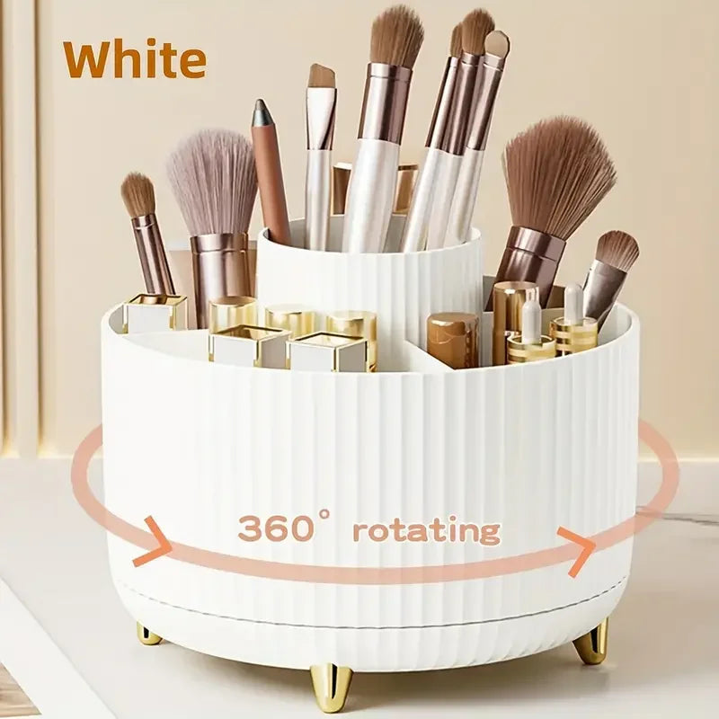 360° Rotating 5 Slot Makeup Brushes Holder Organizer Multi-Functional Desk Storage Cosmetics Storage for Vanity Desktop Bathroom RELUX.STORE