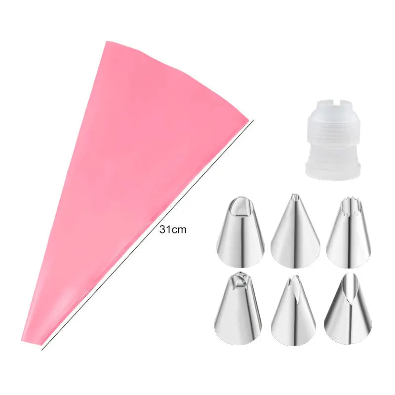 Multifunctional Cake Decorating Tools Silicone Pastry Bag Stainless Steel Cake Mouth Reusable Silicone Bag Tools Pastry Nozzle