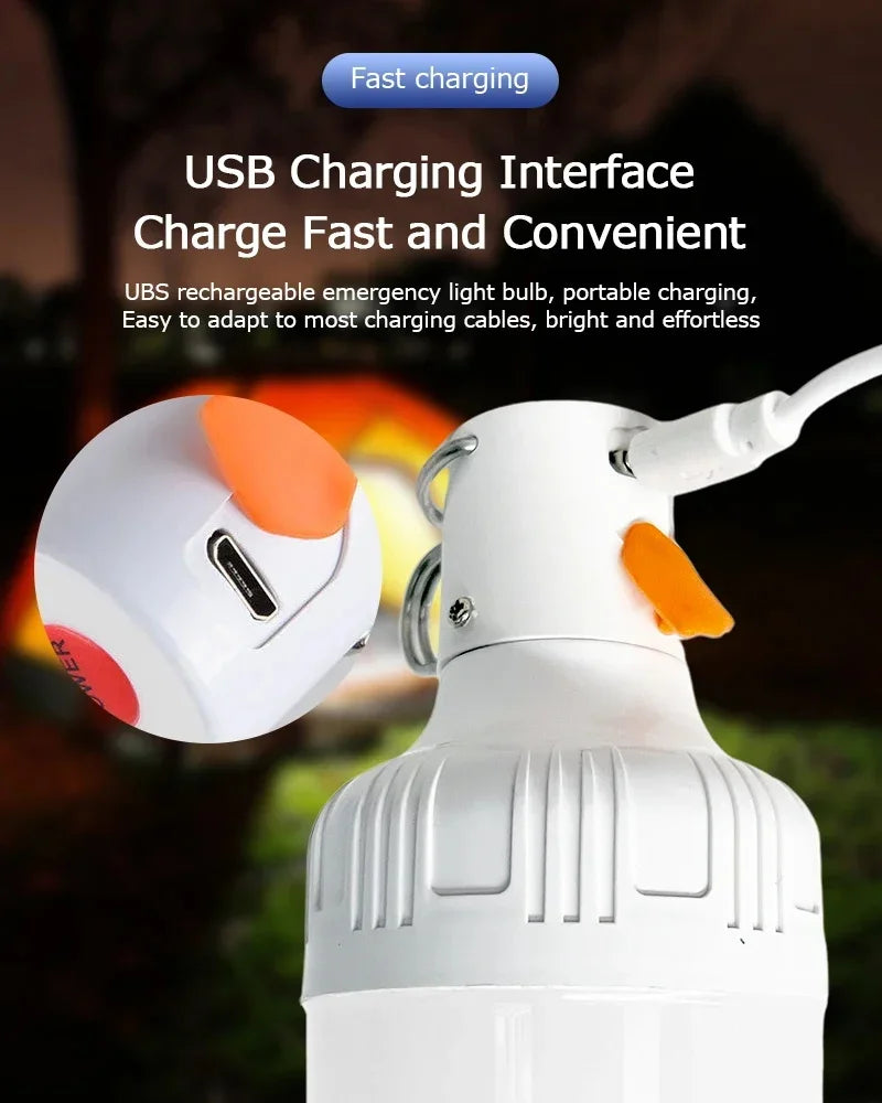 Portable Rechargeable LED Street Camping Light with Hook Dimmable Tent Lantern USB Charging Emergency Multifunctional LED Lamp