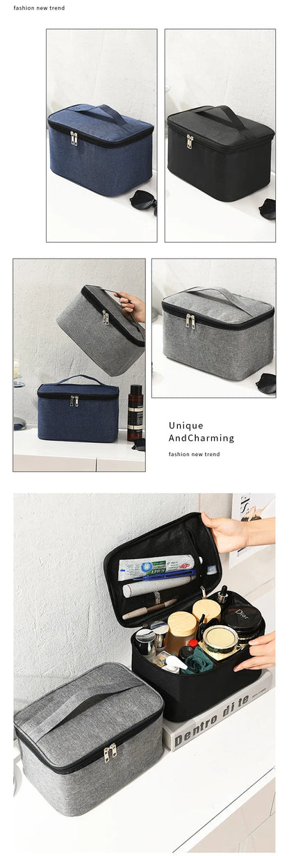 1pc Business Trip Men's Toiletry Bag Double Layer Large Capacity Cosmetic Bag Oxford Cloth Storage Bag Portable Handbag