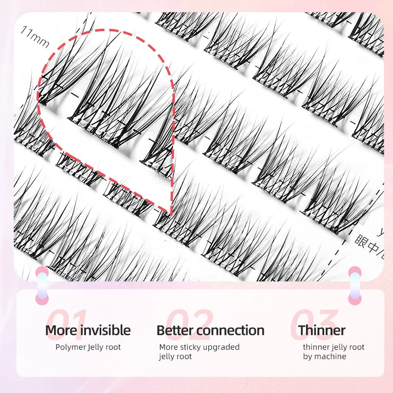 Yelix Self-adhesive Glue Free False Eyelashes Reusable DIY Segmented DIY Lashes Clusters No Glue Needed Natural Soft Lashes RELUX.STORE