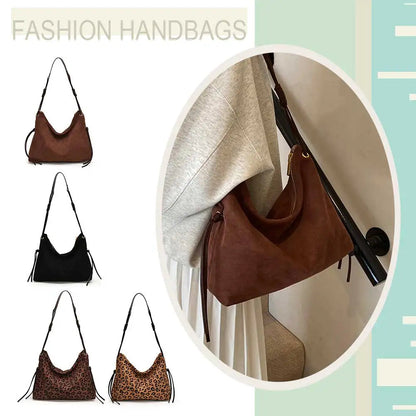 Women Suede Shoulder Bag Adjustable Strap Messenger Bag with Zipper Trendy Retro Handbag for Work Travel RELUX.STORE
