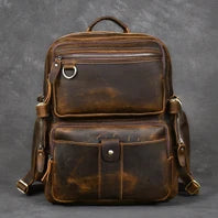 High Quality Fashion Genuine Leather Backpack Men Bagpack Student School Bag Backpack daily male Rucksack large Knapsack Black