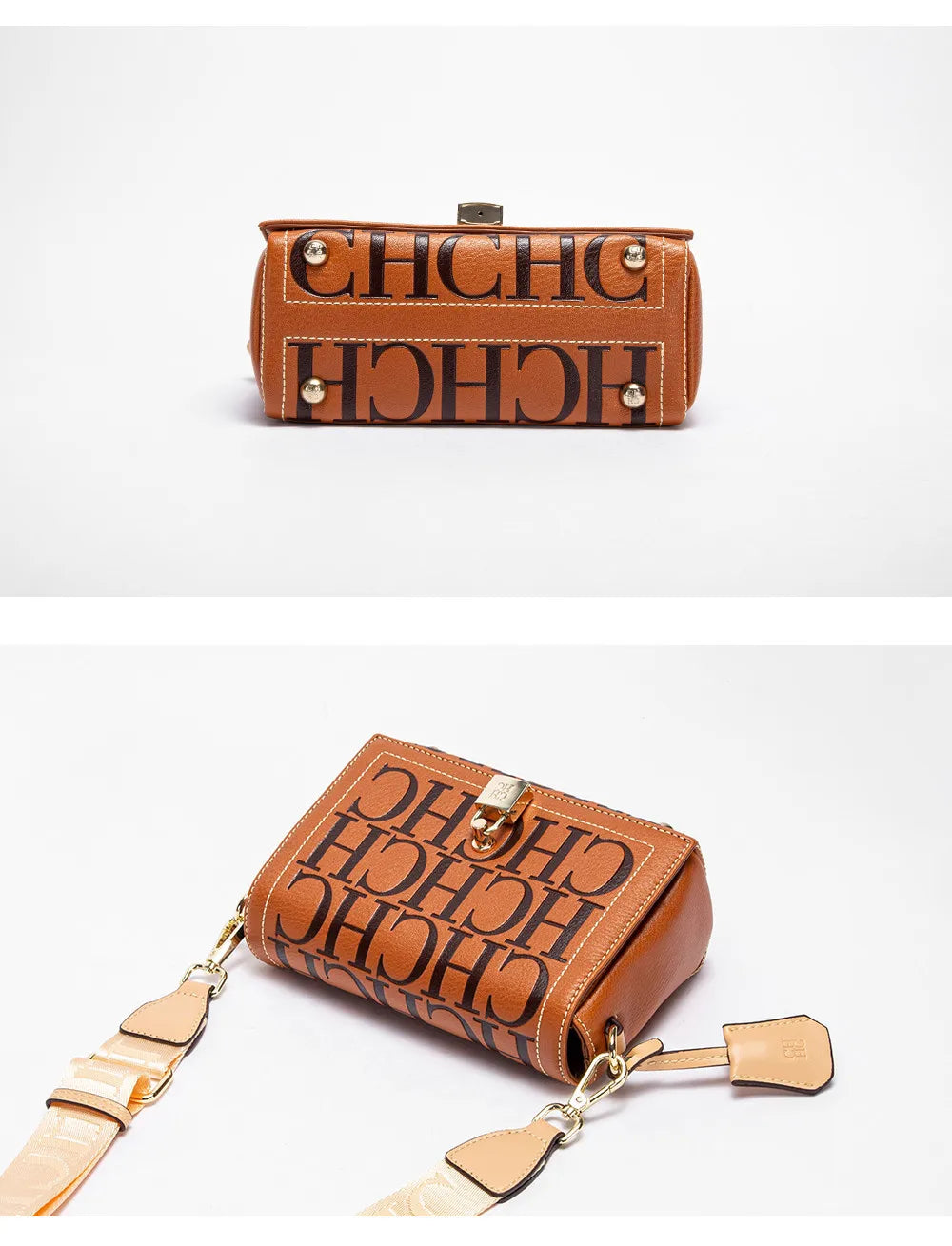 Fashion Design Model Metal Accessories Buckle Women's Shoulder Bag Luxury Brand 2025 Fashion Solid Colour Printed Head Bag RELUX.STORE