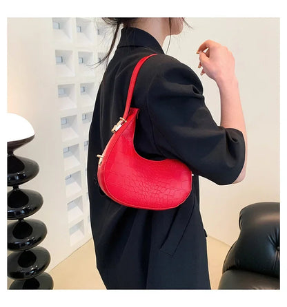 Fashion Luxury Design PU Leather Shoulder Bag Women Small Clutch Handbag Purse Female Underarm Bag Travel Totes shoulder bag RELUX.STORE
