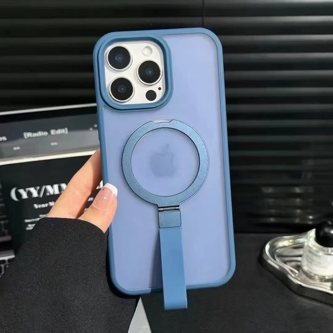 Luxury Matte Hand Wrist Strap Phone Case for for Magsafe iPhone 17 16 15 14 Plus 13 12 Pro Max 11 Magnetic Holder Stand Cover RELUX.STORE