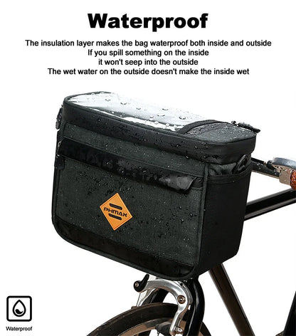 PHMAX Bike Front Bag Portable Bike Mountain Bike Handlebar Bag Multi-Pocket MTB Storage Bag Large Capacity Waterproof Bike Bag
