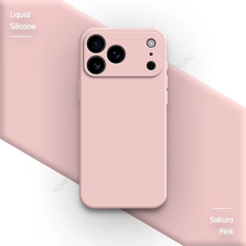 Liquid Silicone Original Phone Case for iPhone 17 Pro Max Air 17Pro 17Max 5G Straight Edge Lens Protection Soft Basic Back Cover RELUX.STORE