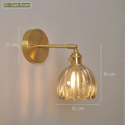 Modern Japanese Retro Floral Glass Wall Lamp Modern Simple Bedside Lamp For Bedroom Study Led Mirror Light Nordic Wall Sconce
