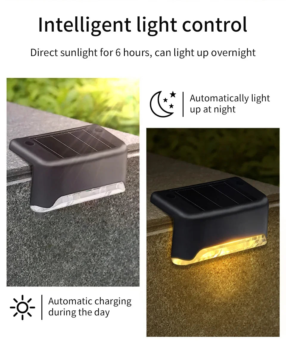 1-8 Pack Led Solar Step Lights Outdoor Fence Garden Lamp for Stairs Yard Patio Pathway Deck 3 Colors Waterproof RGB Sunlight RELUX.STORE
