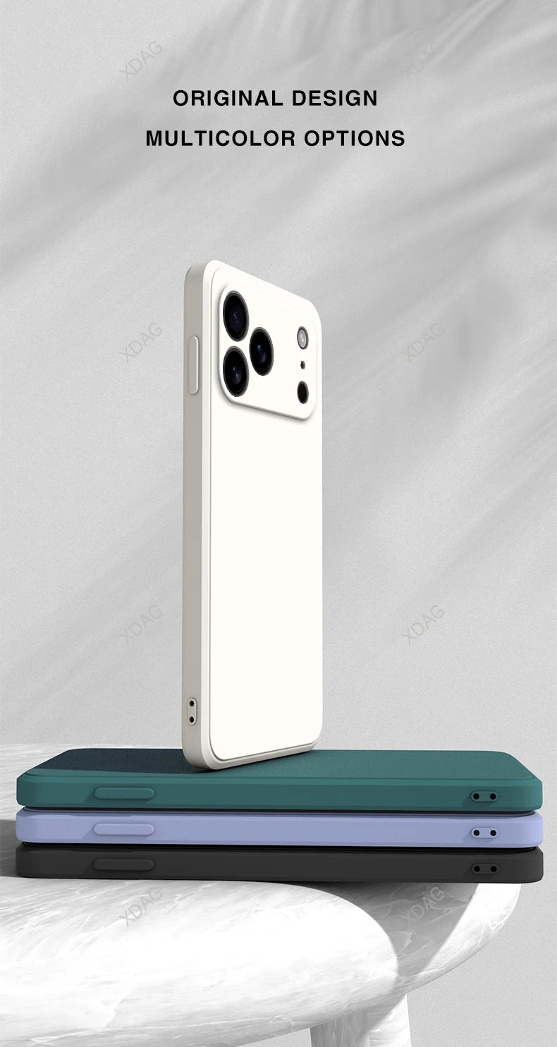 Liquid Silicone Original Phone Case for iPhone 17 Pro Max Air 17Pro 17Max 5G Straight Edge Lens Protection Soft Basic Back Cover RELUX.STORE