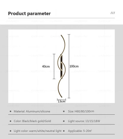 Modern LED Wall Lamp Minimalist Led Light Bedroom Bedside Long Strip Wall Sconces Living Room Sofa Home Indoor Lighting Fixture
