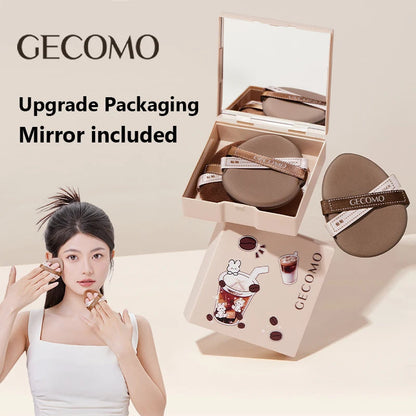 GECOMO Two-pack Powder Puff Set Box with Mirror, Wet And Dry Dual Use, Super Soft Makeup Sponge And Loose Powder Air Cushion RELUX.STORE