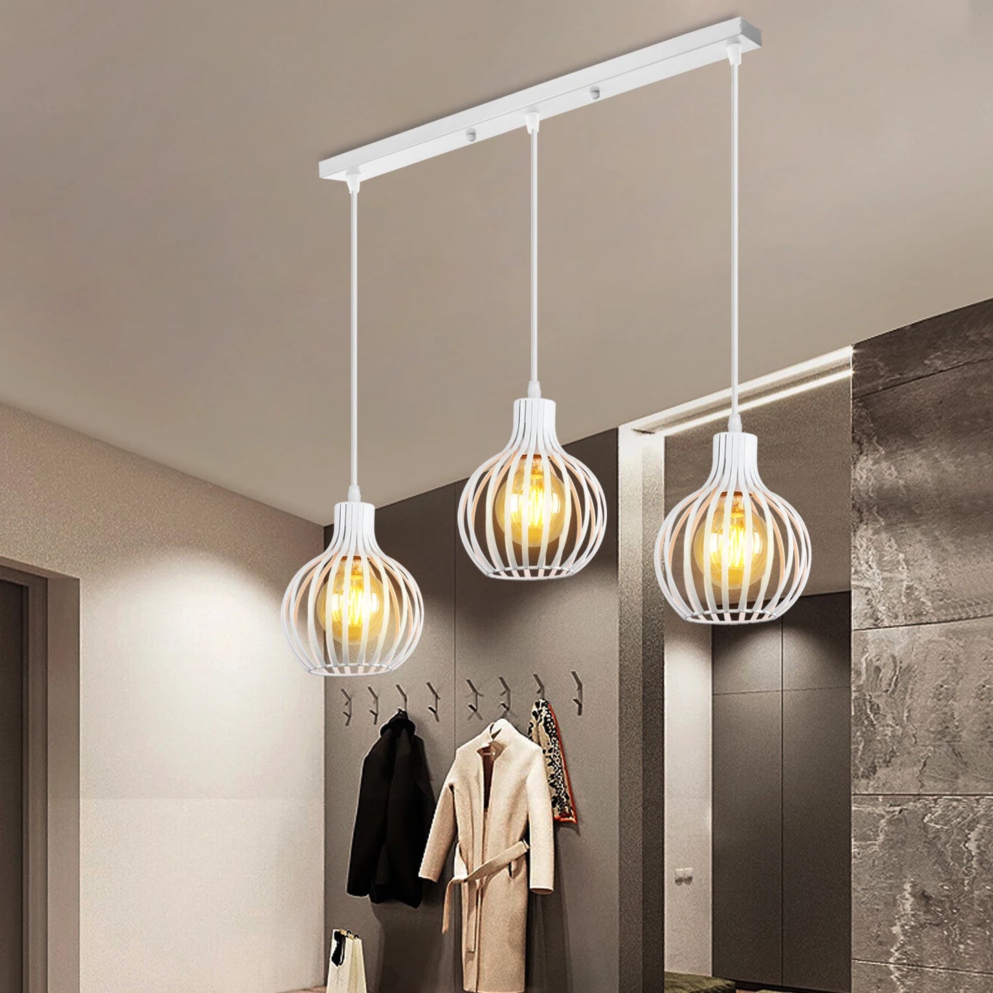 Retro Industrial Pendant Lamp Shade Geometric Modern Iron Lampshade Restaurant Hanging Light Creative Corridor Lighting Fixture