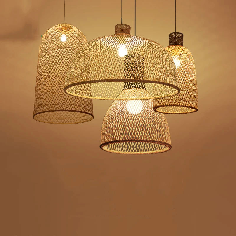 New Chinese Bird's Nest Lampshade Chandelier Hotel Restaurant Staircase Japanese Tatami Rattan LED Bamboo Furniture Decoration RELUX.STORE
