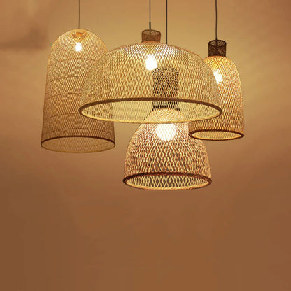New Chinese Bird's Nest Lampshade Chandelier Hotel Restaurant Staircase Japanese Tatami Rattan LED Bamboo Furniture Decoration RELUX.STORE