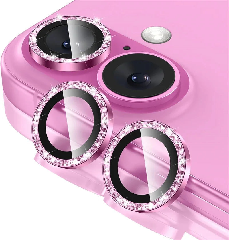 2-3Pcs Pink Glitter Bling Metal Tempered Glass Camera Lens Protector For IPhone 17 16 15 14 13 Pro Max Plus Full Cover Accessory RELUX.STORE