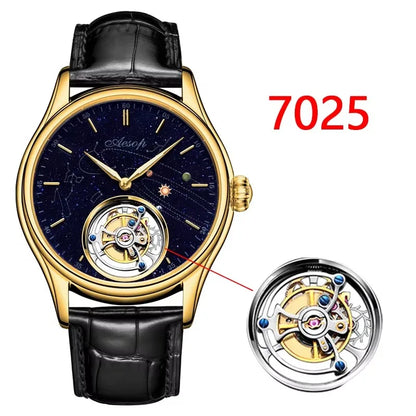AESOP Mens Luxury Real Flying Tourbillon Mechanical Sapphire Waterproof Watch Skeleton Watches for Men Wristwatches Male 2025 A