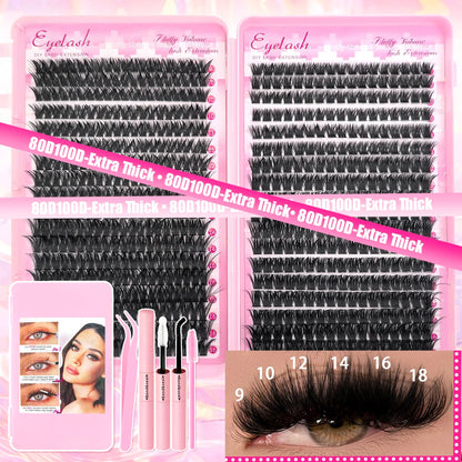 DIY Lash Extension Kit 720pcs Lash Clusters Individual Eyelashes Kit with Lash Bond and Seal Wispy Natural Mange Lashes RELUX.STORE