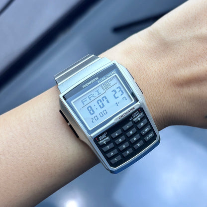 Computer Style Stainless Steel Strap Watch Men's Calculator Watch Multifunctional Led Watch Plastic Case Men's Watch Top Luxury