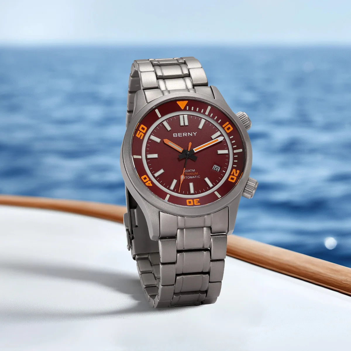 BERNY Automatic Titanium Diver Watch for Men Supper Luminous Sappire AR coated Miyota 8215 20ATM Mechanical Diving Men's Watches