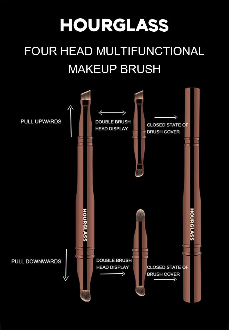 Hourglass Makeup Brush- No.25 Four-Head Multifunctional Brush Concealer Eyeshadow Eyebrow Brush Eyeliner Brush Makeup Brush RELUX.STORE