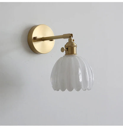 Modern Japanese Retro Floral Glass Wall Lamp Modern Simple Bedside Lamp For Bedroom Study Led Mirror Light Nordic Wall Sconce