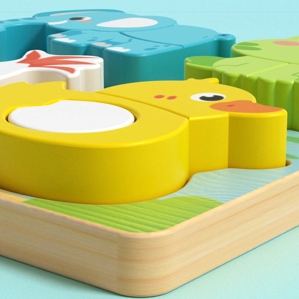 4-in-1 Wooden Toys 3D Wood Puzzle Cartoon Animals Cognitive Jigsaw Puzzle Early Learning Educational Toys For Children Gift RELUX.STORE