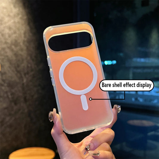 Luxury Aurora Laser Magsafe Case for Google Pixel 9A 9 Pro XL Matte Gradient Color Wireless Charging Cover for Google 10 Pro XL