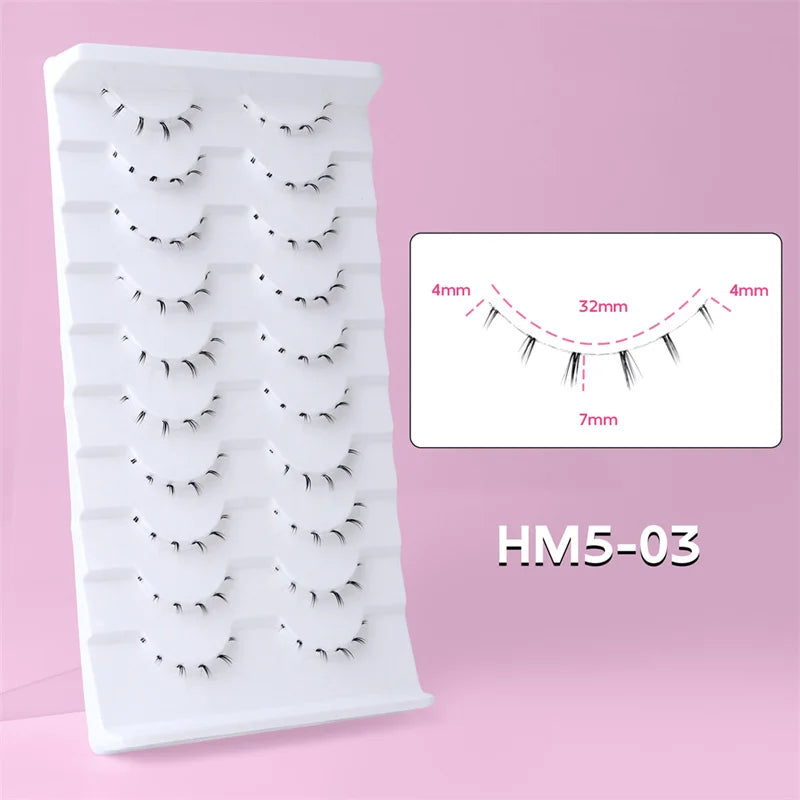 10Pairs Bottom Eyelashes Manga Lower Lashes Clear Band Wispy Small Flame Under Eye Lashes Korean Makeup Cosplay Tools RELUX.STORE