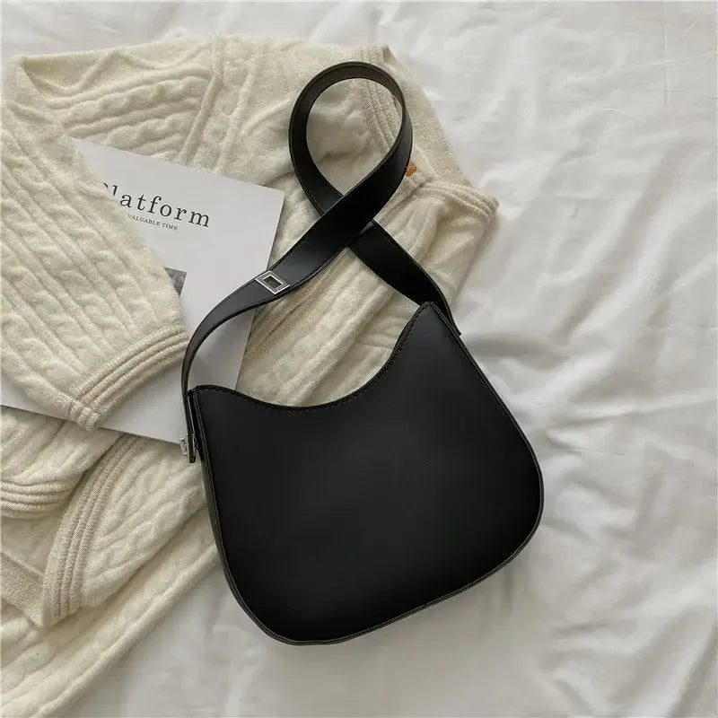 New Trendy and Fashionable Shoulder Underarm Bag PU Leather Solid Color Tote Handbag Luxury Brand Female Portable Shoulder Bag RELUX.STORE