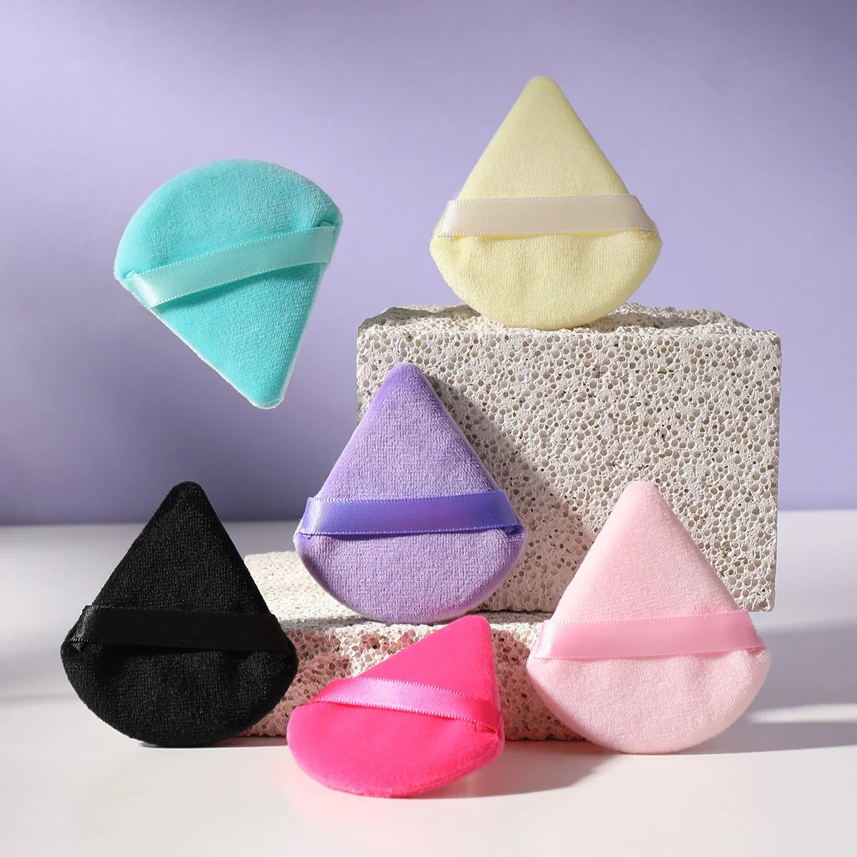 10/20Pcs Triangle Velvet Powder Puff Pizza Flours Mini Face Makeup Sponge Cosmetics Washable Lightweight Makeup Tool RELUX.STORE