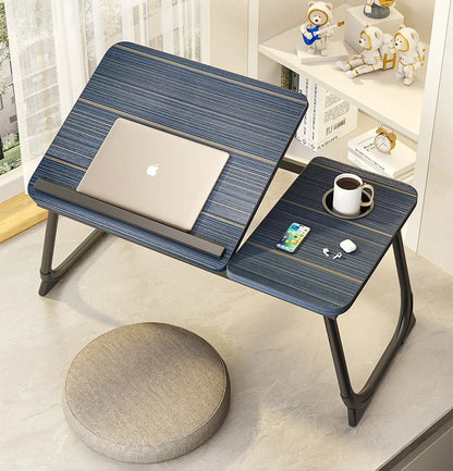 Foldable Bed Desk Adjustable Laptop Table with 5-Level Height Study Tray for Kids & Students Portable Nightstand for Dorm/Home