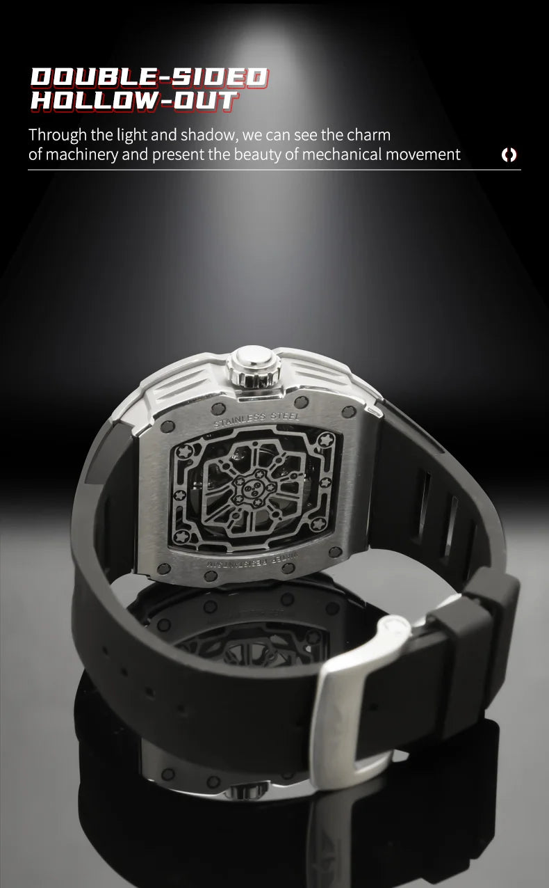 PINDU New Men Watch 50 Meter Waterproof Stainless Steel Case Luminous Sapphire mirror Dial Fashionable Men Mechanical Watch