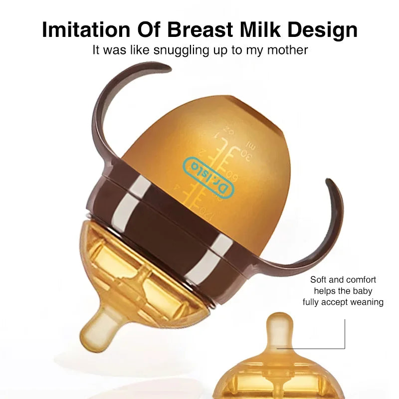🍼✨ Portable Baby Silicone Feeding Bottle with Handle – 150ml/250ml Newborn Drop-Resistant BPA-Free Bottle 👶