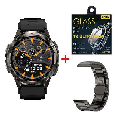 KOSPET TANK T3 Ultra 2 GPS Smart Watch For Men Smartwatch Compass Altimeter Barometric 5ATM IP69K Waterproof AMOLED Mens Watches