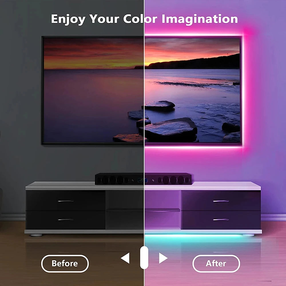 Bluetooth LED Strip Lights Smart SMD 5050 APP Remote Control Flexible Ribbon Diode Lamp Tape TV Backlights Game Room Home Decor RELUX.STORE