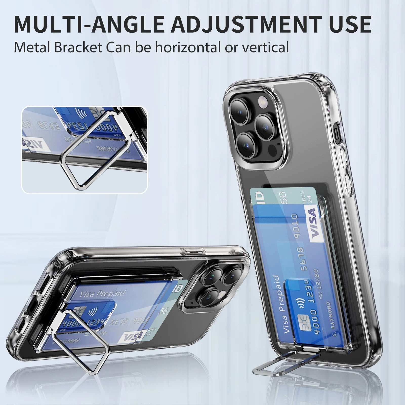 Strong Transparent Magnetic For Magsafe Card Wallet Metal Stand Holder Clear Case For iPhone Card Phone Back Bag Adsorption RELUX.STORE