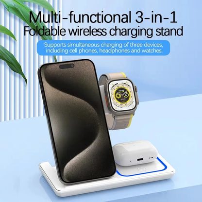 Foldable Phone Wireless Charger Station For iPhone 16 15 14 13 12 Pro Max Apple Watch 10/9/8/7/6 AirPods 3/2 Fast Charging Dock