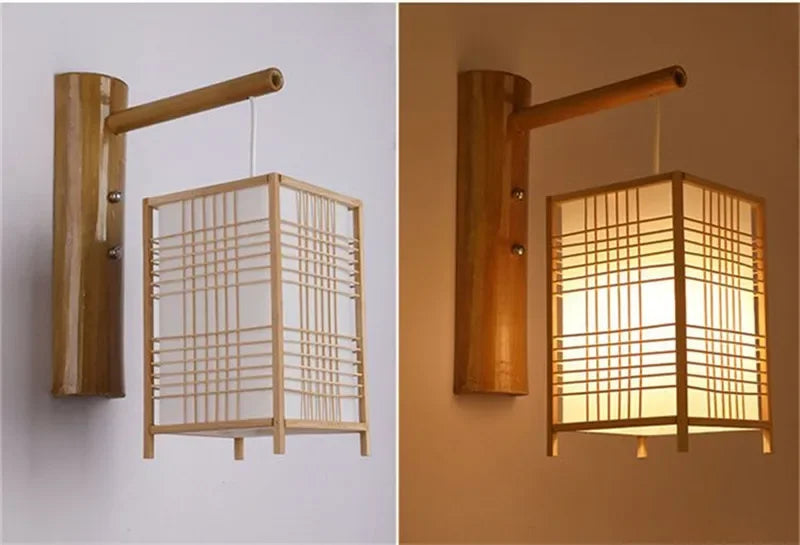 SAMAN Modern Bamboo Art Wall Lamp Bamboo Weaving Creative Living Room Restaurant Bedroom StudyTea Homestay LED Retro Wall Light