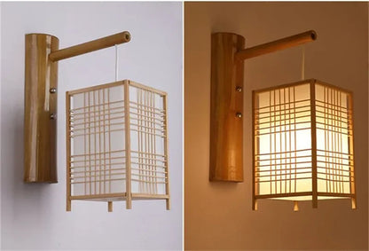 SAMAN Modern Bamboo Art Wall Lamp Bamboo Weaving Creative Living Room Restaurant Bedroom StudyTea Homestay LED Retro Wall Light