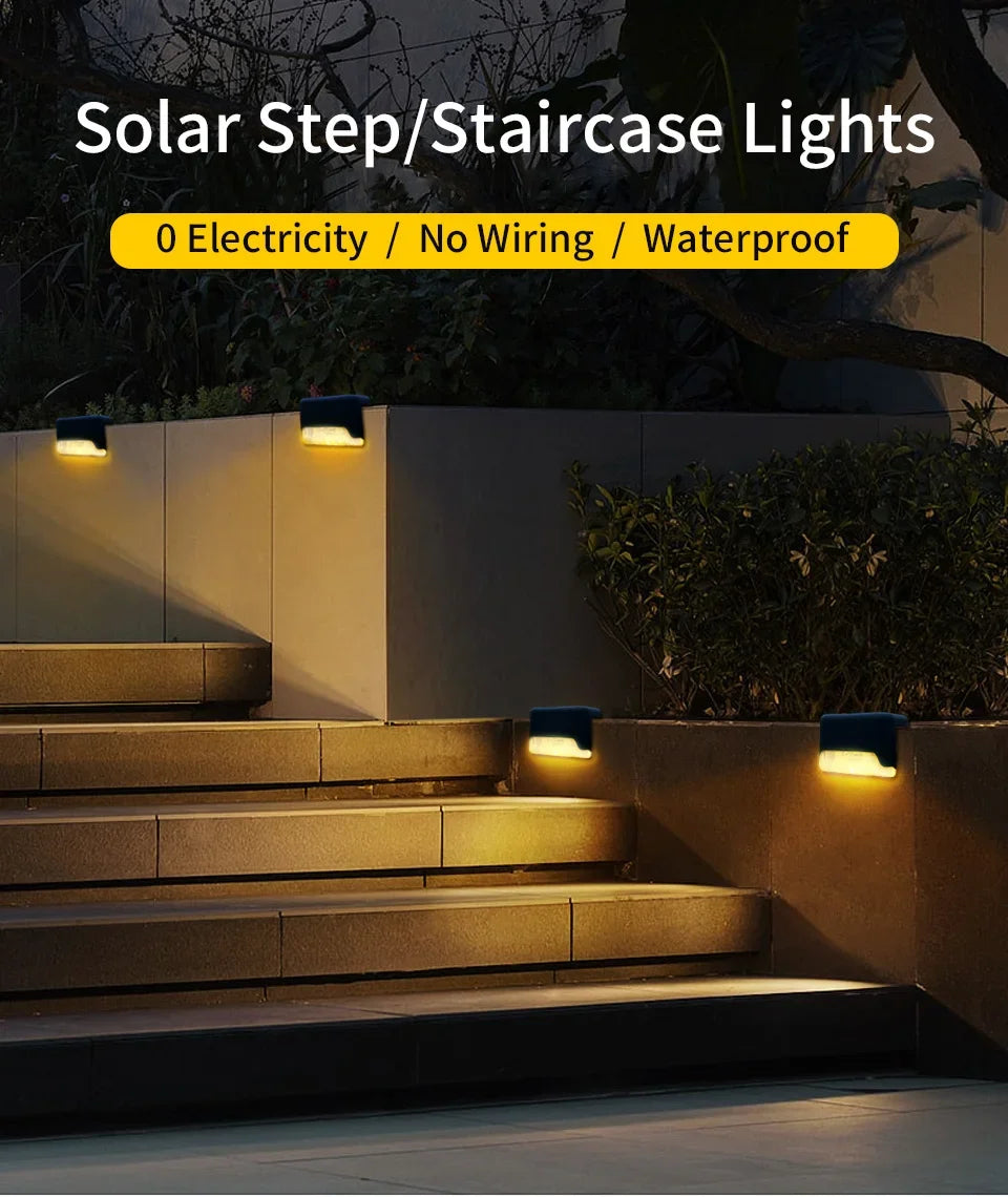1-8 Pack Led Solar Step Lights Outdoor Fence Garden Lamp for Stairs Yard Patio Pathway Deck 3 Colors Waterproof RGB Sunlight RELUX.STORE