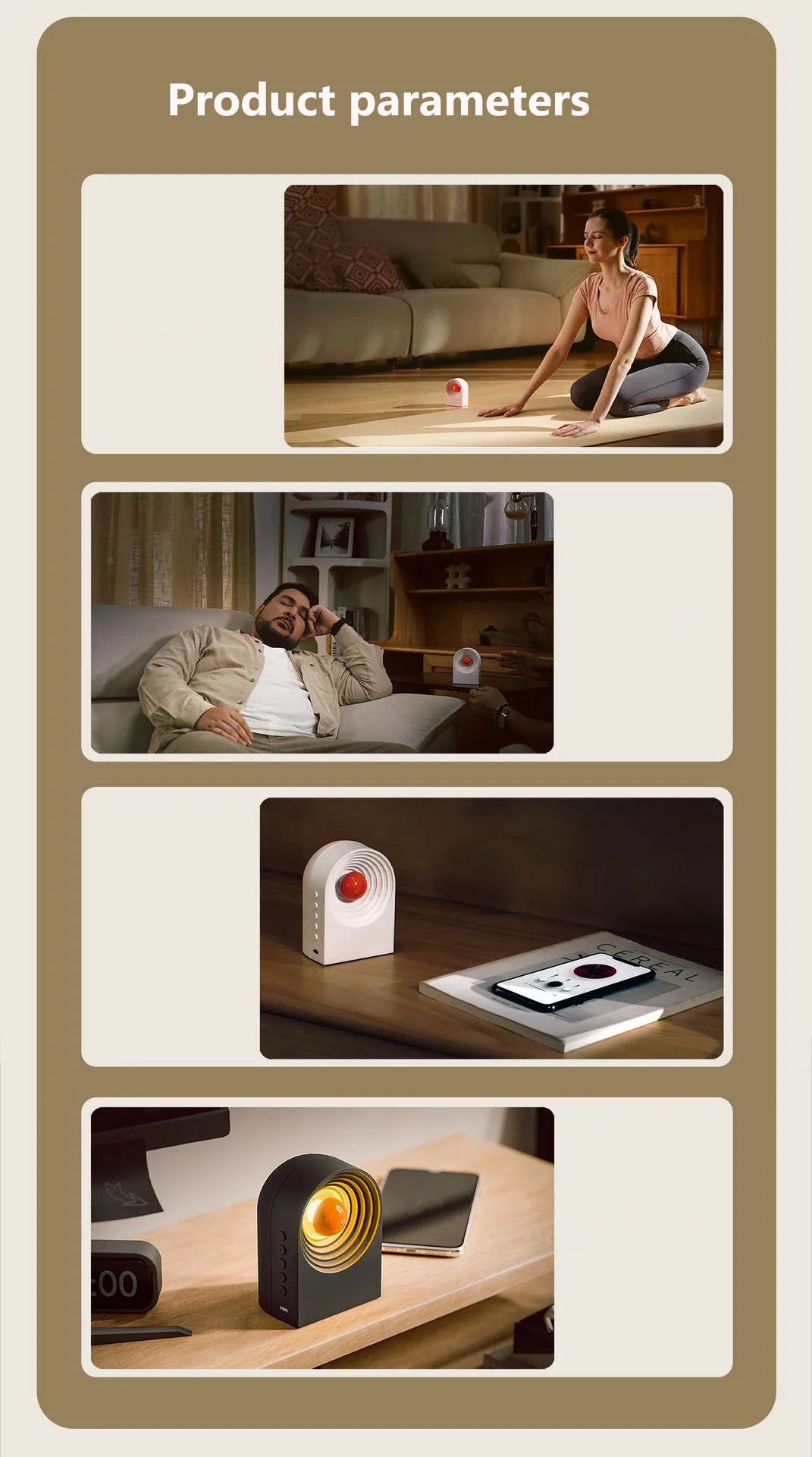Mini Portable Bluetooth Speaker White Noise Sleep Aid Music Box TWS Stereo Sound MP3 Music Player with Atomosphere Night Light