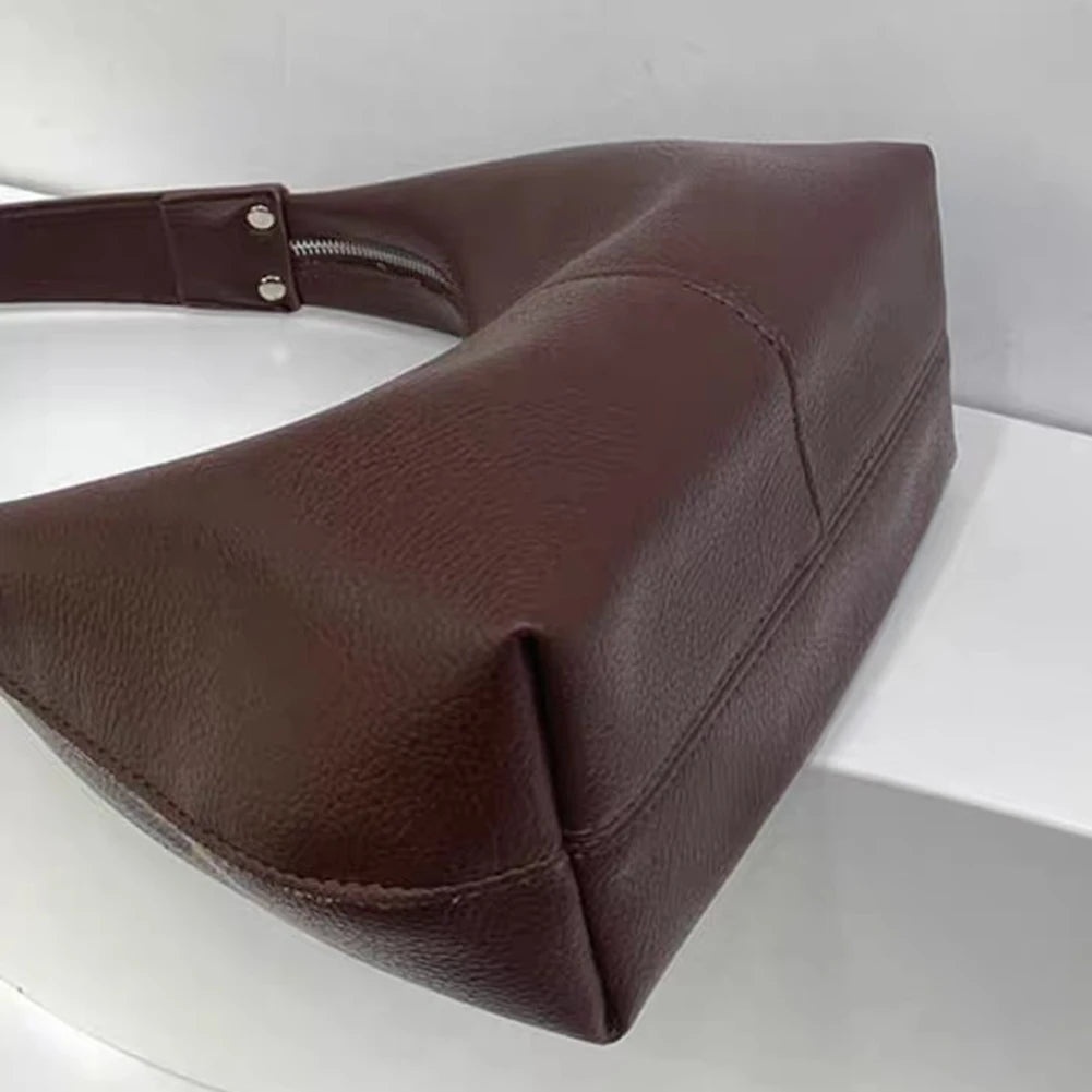 Women Simple Shoulder Purse PU Leather Soft Hobo Bags Solid Color Casual Armpit Handbag Girls Outdoor Daily Bag RELUX.STORE