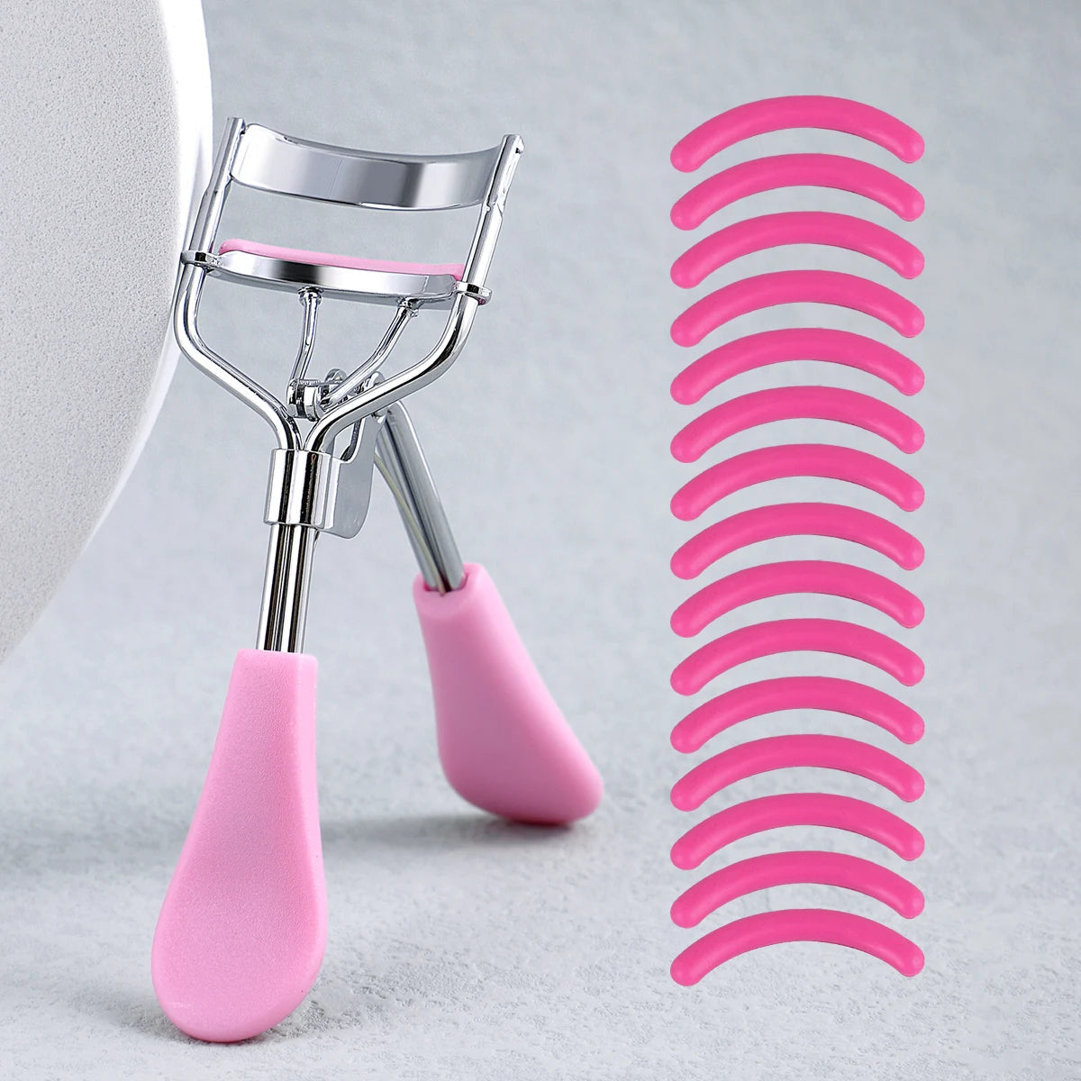 Portable Eyelash Curler with 15 Silicone Pads and Stainless Steel Eyelash Curler, Used for Eyelash Extension and Curling Tools RELUX.STORE
