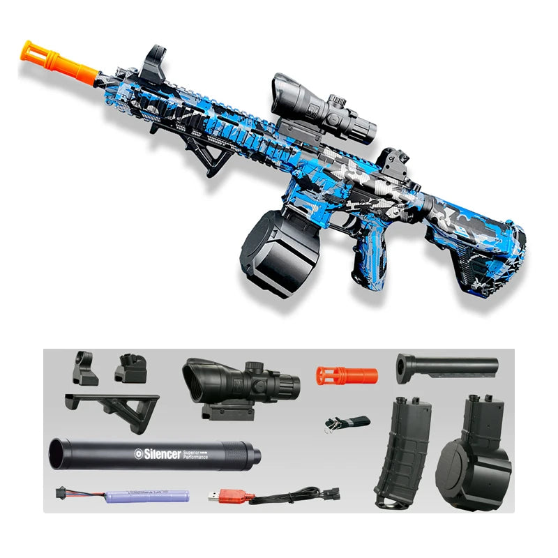 لعبة مسدس M416 في الهواء الطلق، مسدس كهربائي، لعبة إطلاق رصاصة هلامية، لعبة كرة ماء صيفية تفاعلية للآباء والأطفال