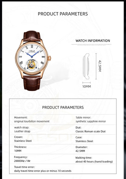 Aesop Real Flying Tourbillon Movement Mechanical Watches Luxury Watch for Men Skeleton Tourbillon Watch Sapphire Official StoreS