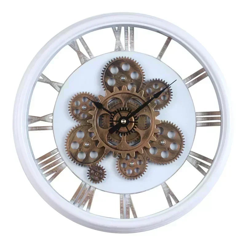 Industrial Gear Wall Clock with Rotating Gear Decoration - Antique Style and Quiet Movement RELUX.STORE